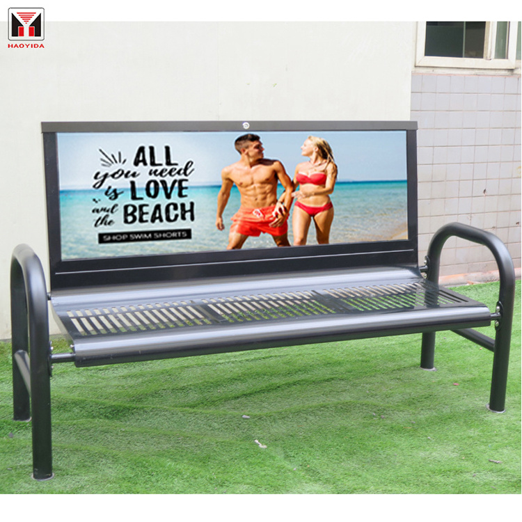 Factory Sale Outdoor Public Steel Advertising Bench Customized Metal Bench Seat