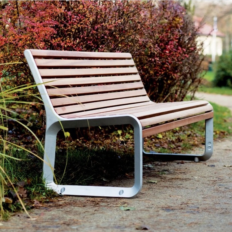 Modern leisure garden die cast metal outdoor commercial comfort bench park cast aluminum bench leg die cast aluminum bench