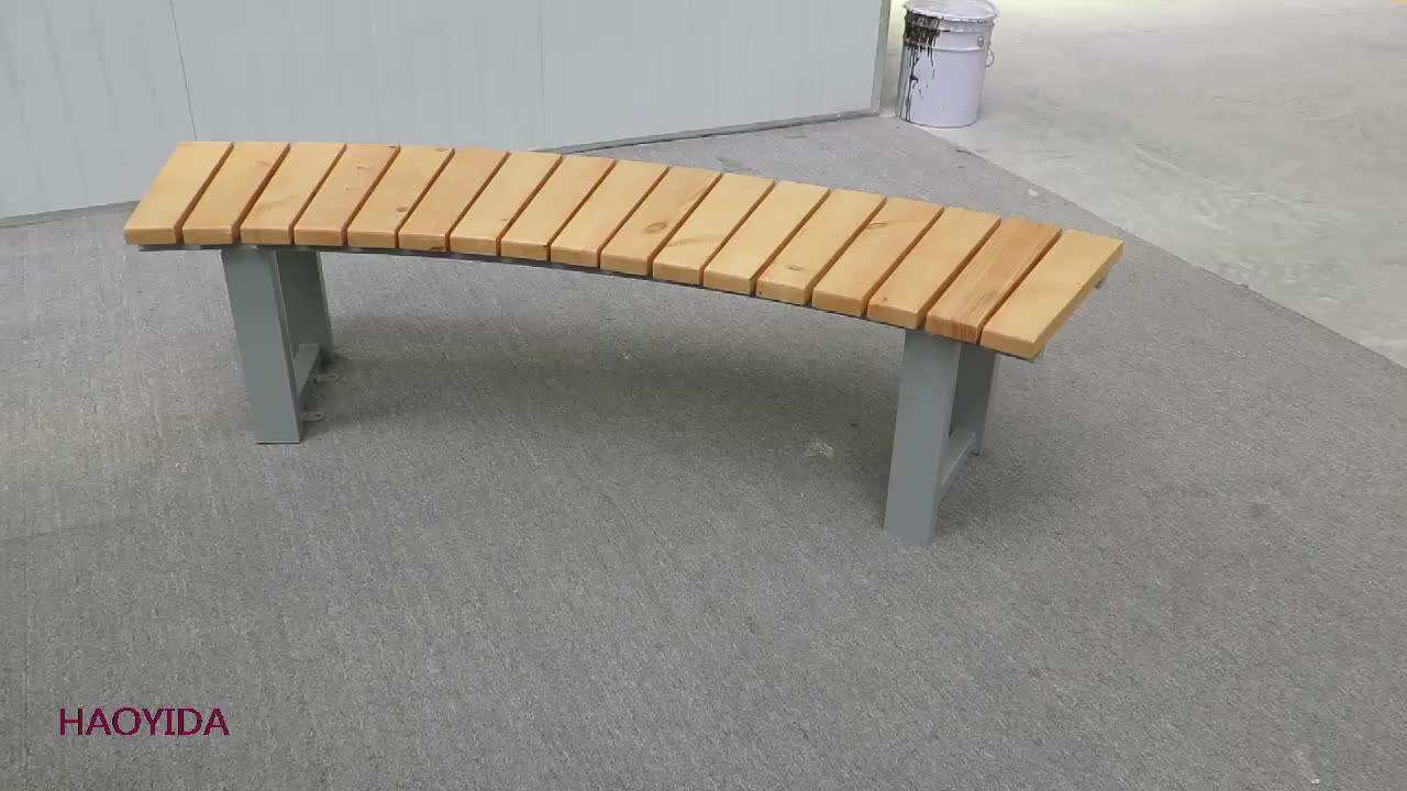 Factory Outlet Metal Leisure Backless Street Wood Bench Outdoor Public Modern Waiting Patio Park Bench