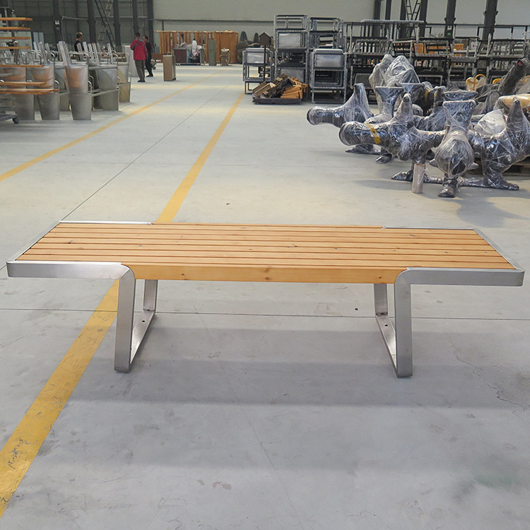 Factory Customized wooden modern park bench Long Bench Street Furniture Patio Outdoor Bench