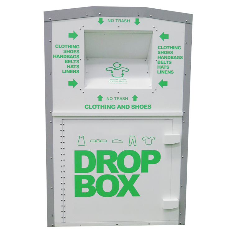 Large Steel Recycling Bin works great for donations of usable sporting equipment  Sports Equipment Donation Bin