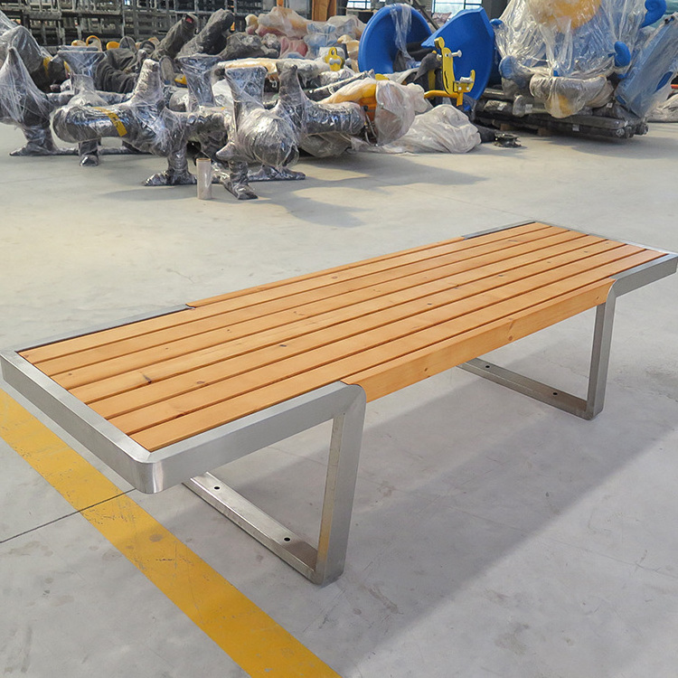 Factory Customized wooden modern park bench Long Bench Street Furniture Patio Outdoor Bench