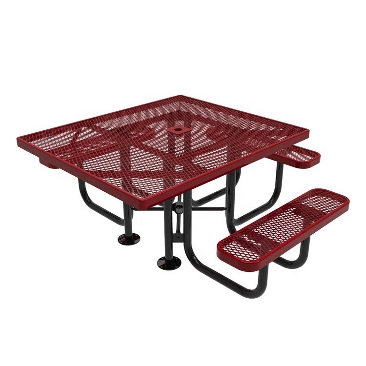 High Quality Commercial Furniture Steel Picnic Table Chair Outside Mental Dinning Table with Bench