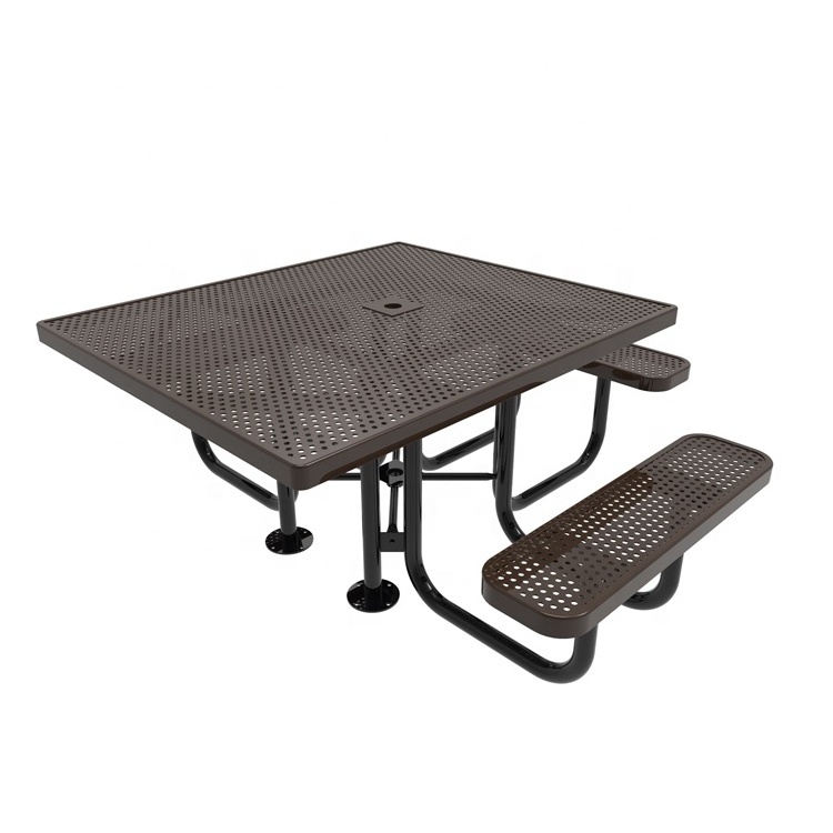 High Quality Commercial Furniture Steel Picnic Table Chair Outside Mental Dinning Table with Bench