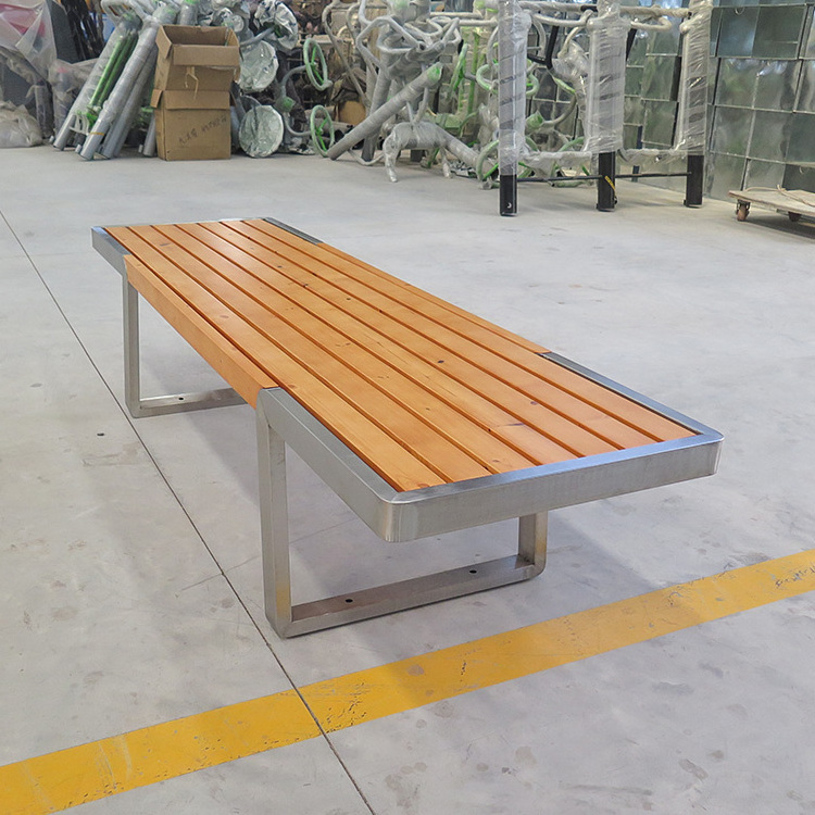 Factory Customized wooden modern park bench Long Bench Street Furniture Patio Outdoor Bench