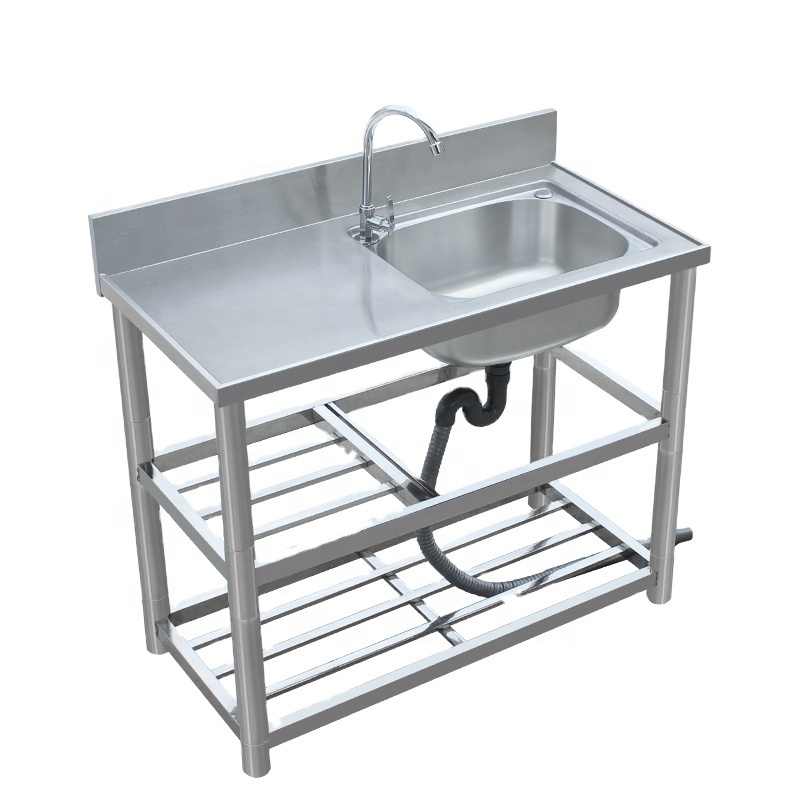 kitchen restaurant outdoor washing heavy duty table with foshan stainless steel sink