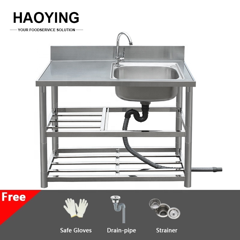 kitchen restaurant outdoor washing heavy duty table with foshan stainless steel sink