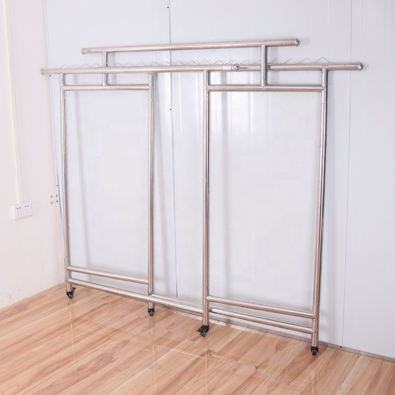 High quality Metal  garment stand clothes shop display rack stainless steel clothes hanger