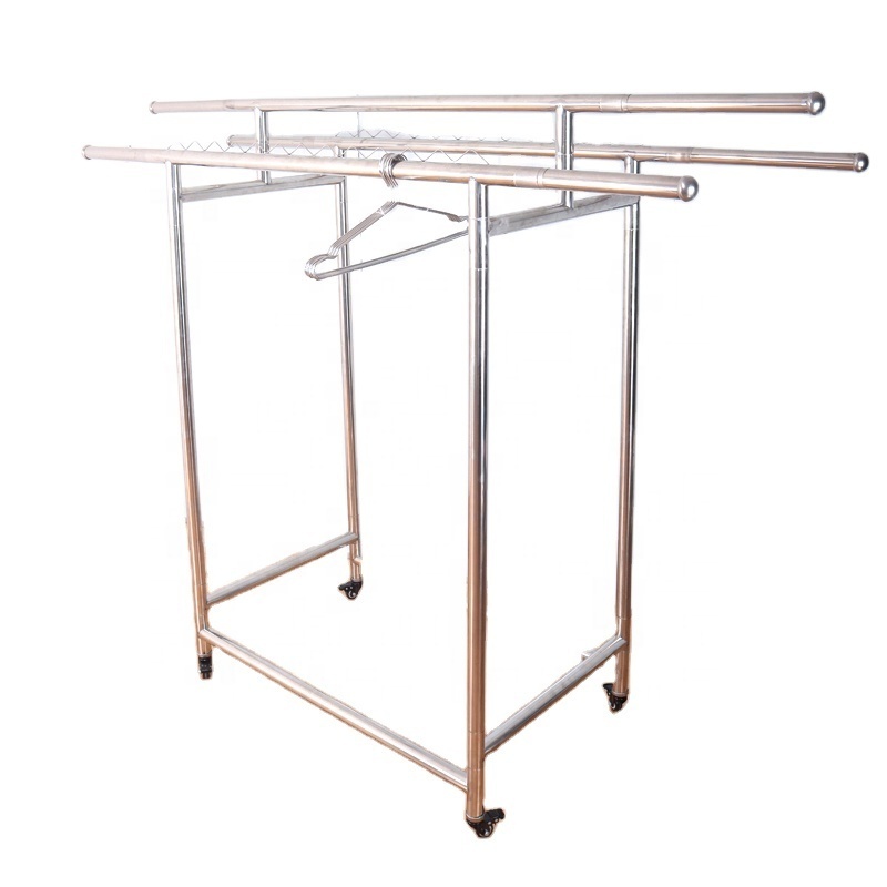 High quality Metal  garment stand clothes shop display rack stainless steel clothes hanger