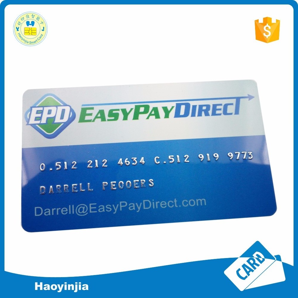 Custom printing PVC Plastic card with embossing credit card numbers