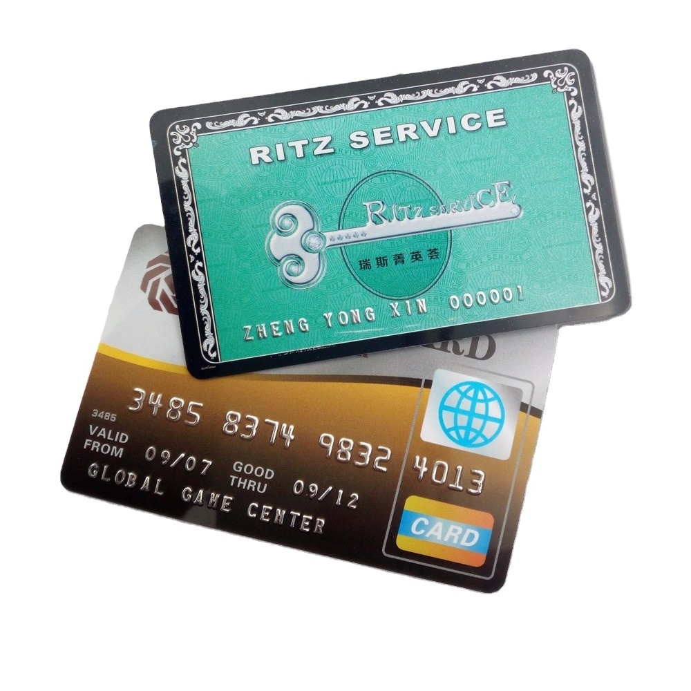 Custom printing PVC Plastic card with embossing credit card numbers