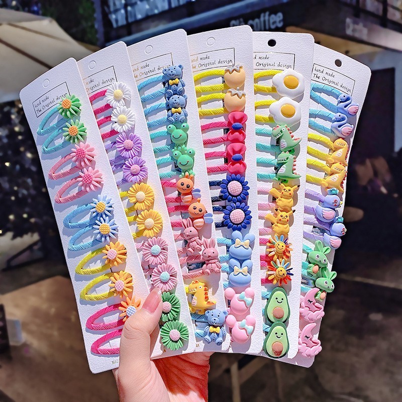 2023 Top sale 10 pcs/set Cartoon Hair Clips for Baby Girl Hairclip Flower Fruit Hair Pins Kids Hair Accessories Gift