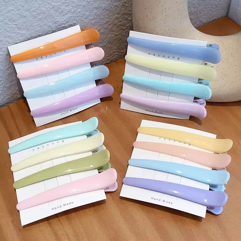 16 fashion cute candy color daily usage crocodile alligator bangs makeup salon plastic hair pin duckbill duck bill hair clips