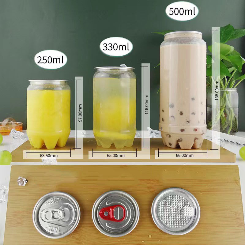 Easy to pull Can Drink Tea Juice Milk Container Plastic Soda Coffee Bottle Disposable 250ML 330ML 500ML  PET Transparent