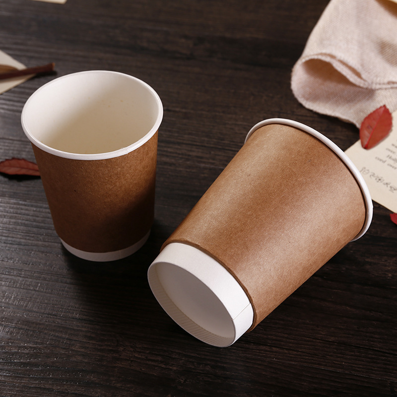 Hot Coffee Paper Cup Black Disposable Double Wall cup custom Logo All 4oz 8oz 12oz Craft Gsm Style Time Packaging