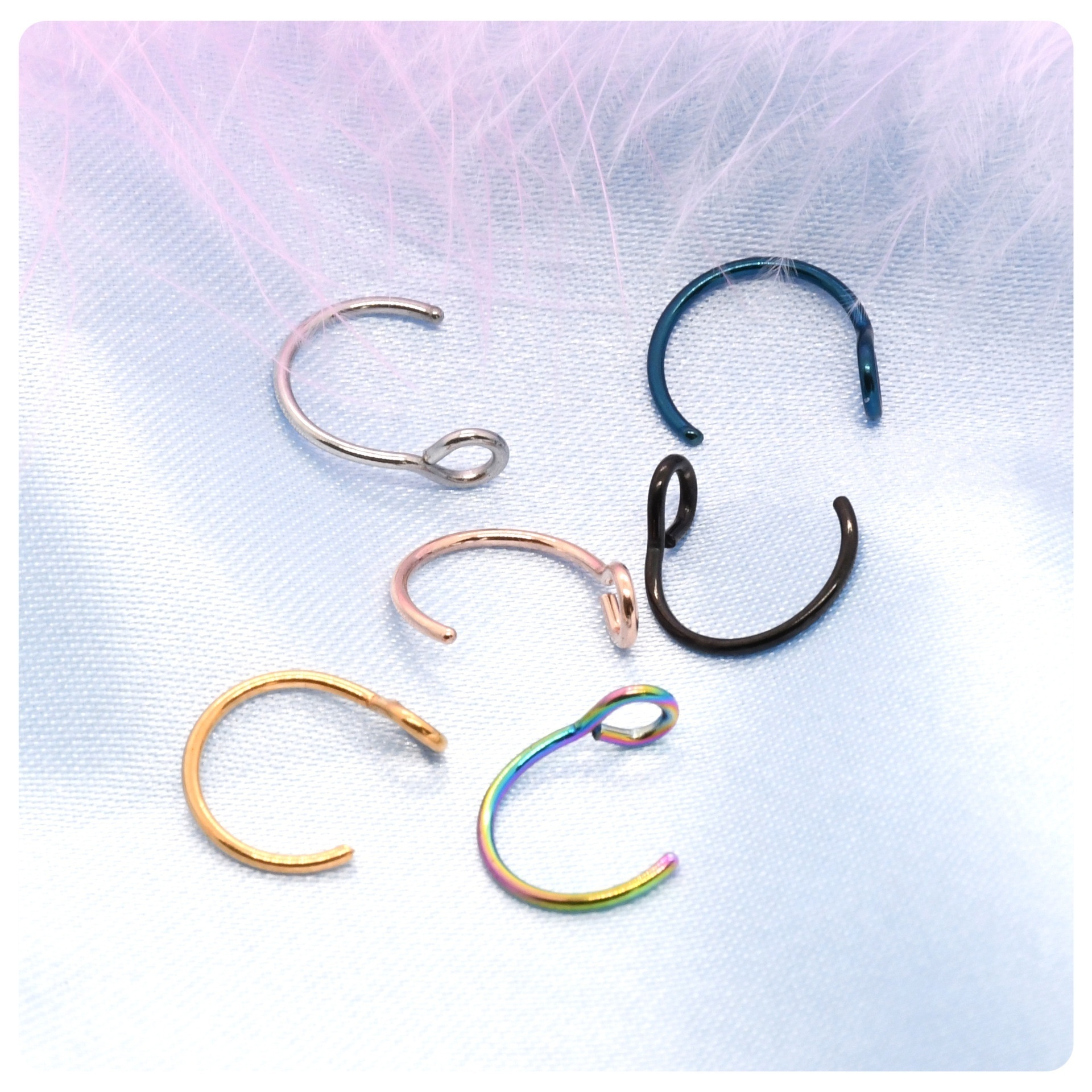 Simple and fashionable stainless steel fishhook-shaped piercing nose ring for daily sports wear