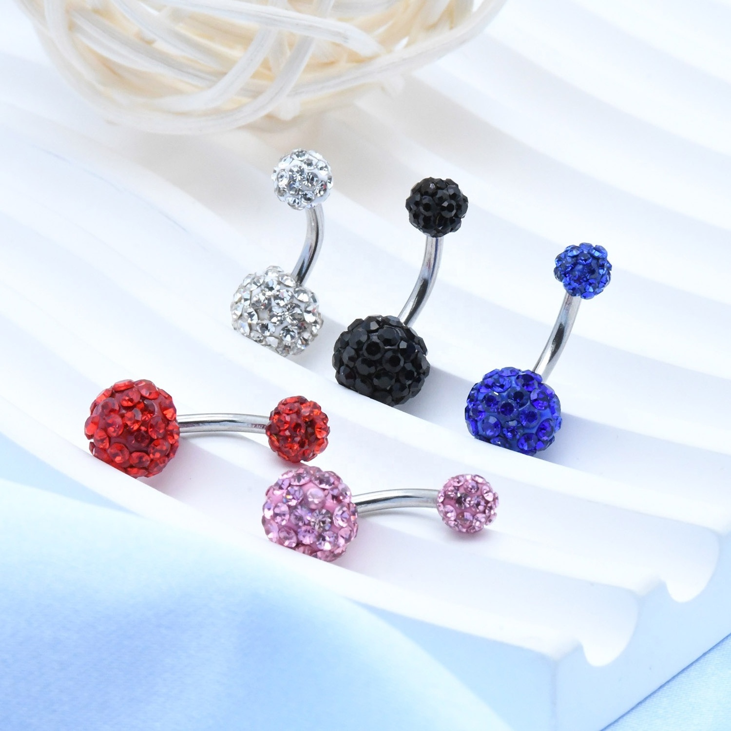 Piercing navel rings full of diamond balls mud balls European and American fashion personality ladies wear daily