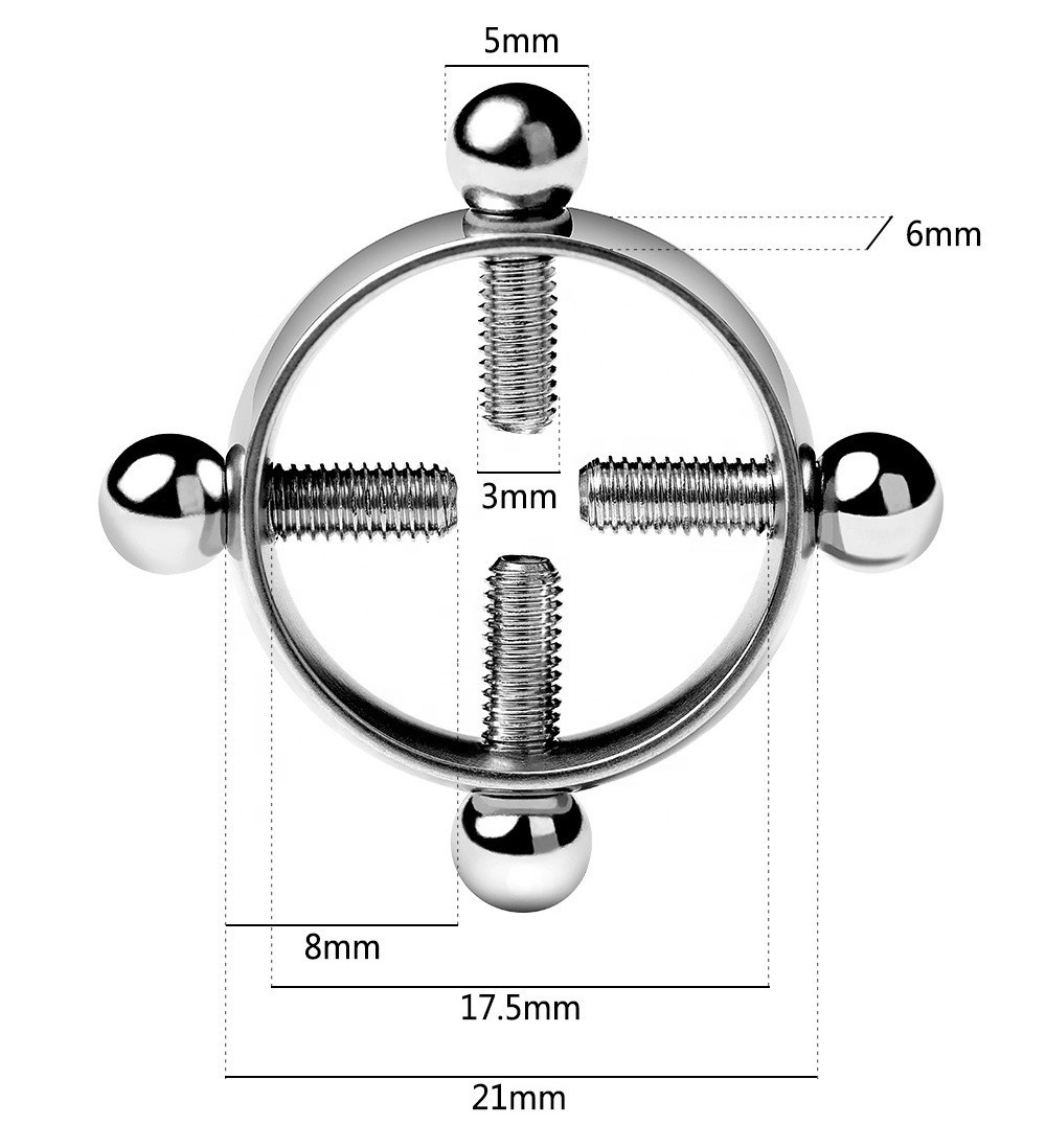 Stainless steel European and American round nipple ring, love nightclub piercing, twisting screws, nipple clip chest ornament