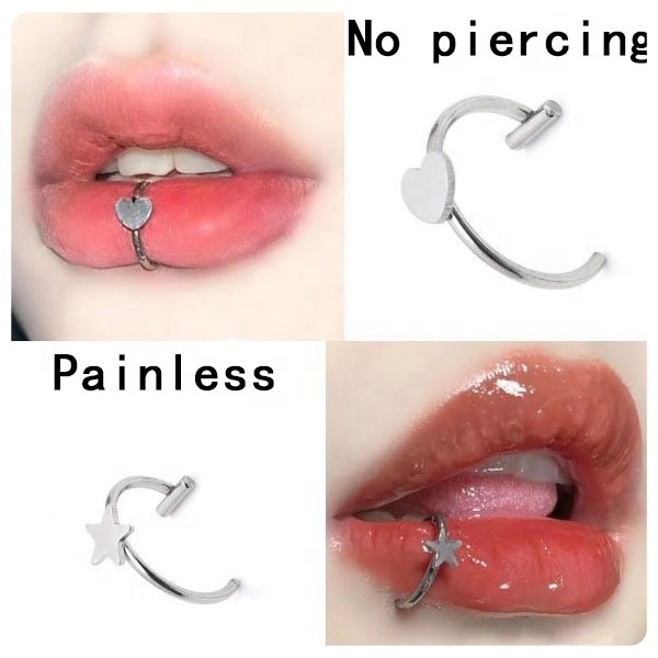 Punk Gothic Lip Ring, Punch-Free Personality Lip Stud Tribal Everyday Versatile Lip Clip