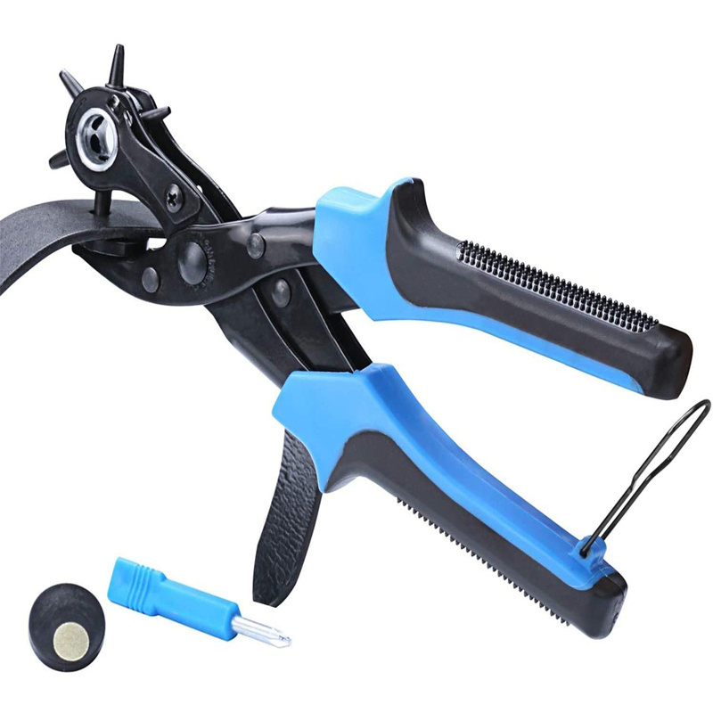 Leather Hole Punch & Belt Hole Puncher Easily Punches Perfect Round Holes Heavy Duty Revolving Punch Plier Tool