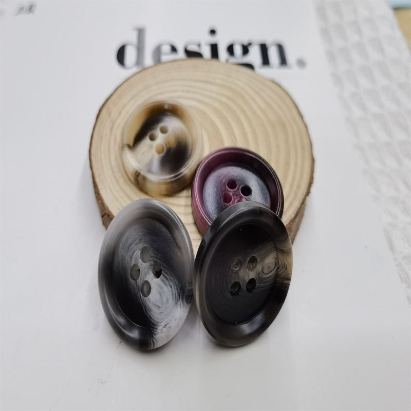 Custom Made Button Polyester Resin 4 Holes Horn Pattern Sewing Button For Clothes