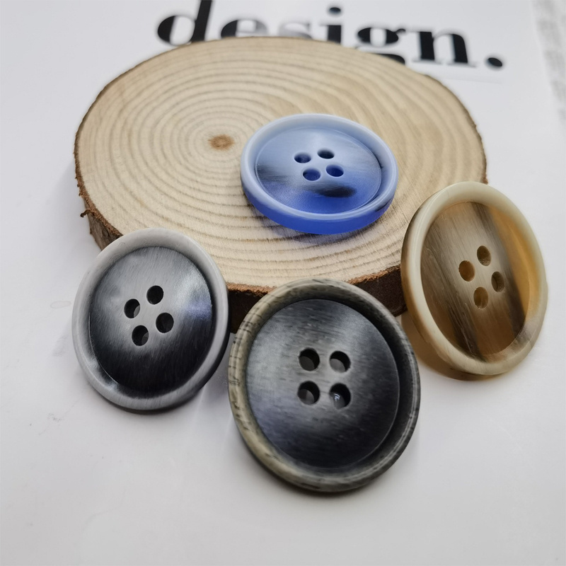 Custom Made Button Polyester Resin 4 Holes Horn Pattern Sewing Button For Clothes