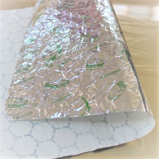 printing with logo 12inch x 12inch hamburger wrap foil paper customized size sandwich wrap foil paper