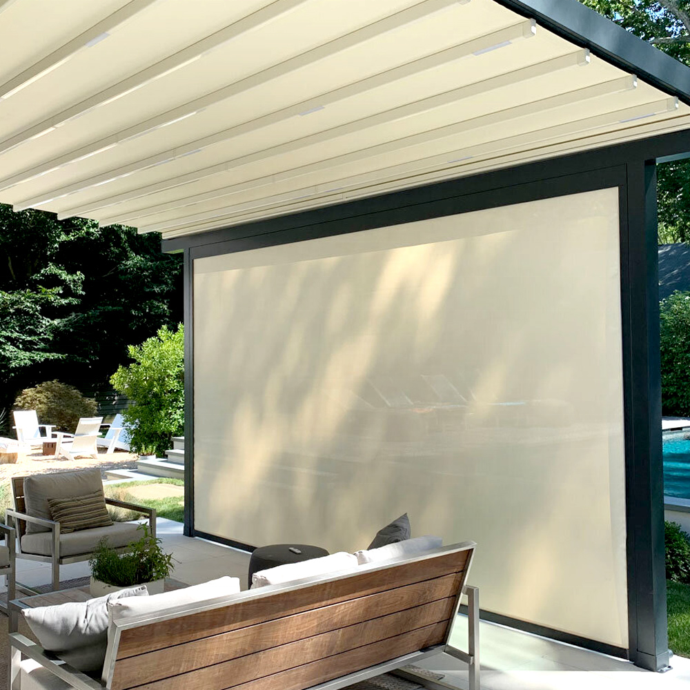 High insiblity Sunscreen textile Gazebo shutter shade Blinds outdoor curtain remote control