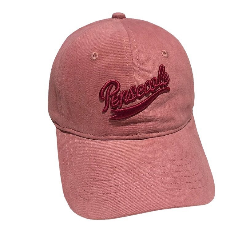 Wholesale pink embroidery wide brim big head around the face small cap Korean version of a big face deep cap shade baseball cap