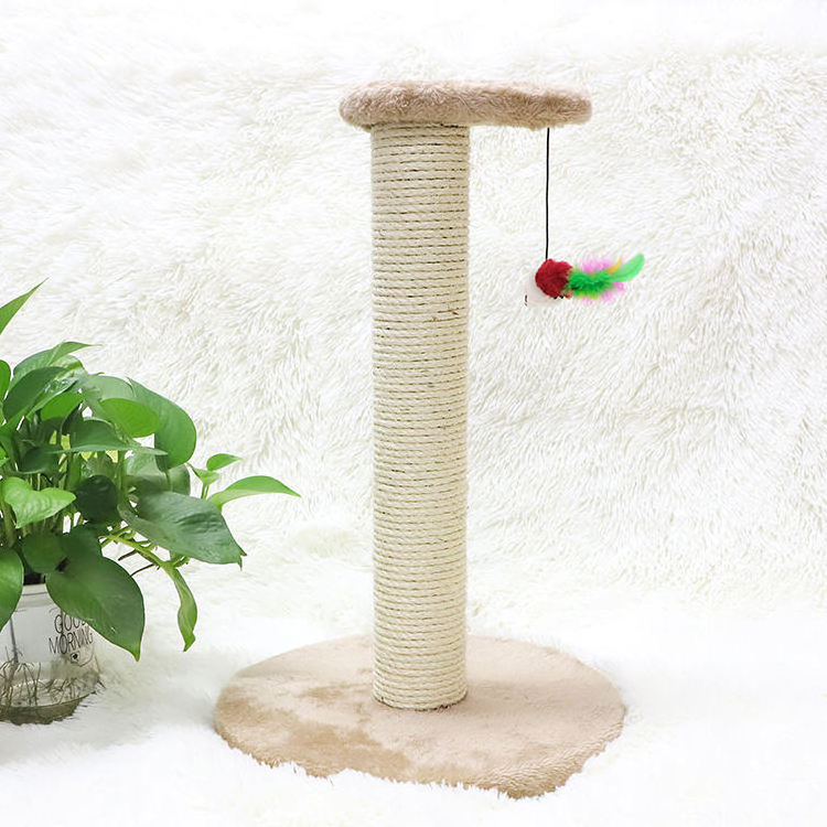 Factory natural sisal small cat scratcher tree cartoon hemp rope cat tree scratch post toy with ball