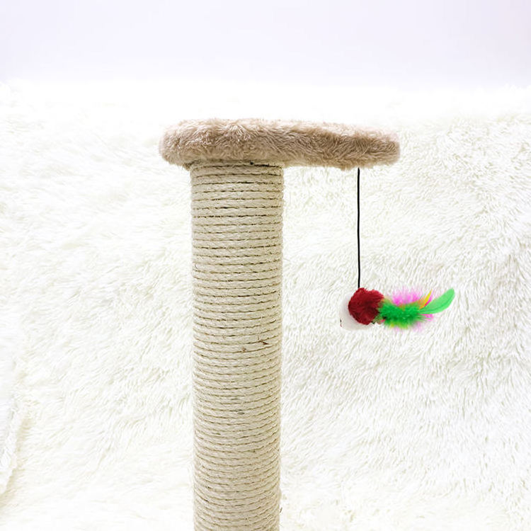 Factory natural sisal small cat scratcher tree cartoon hemp rope cat tree scratch post toy with ball