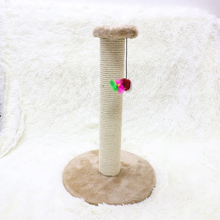 Factory natural sisal small cat scratcher tree cartoon hemp rope cat tree scratch post toy with ball