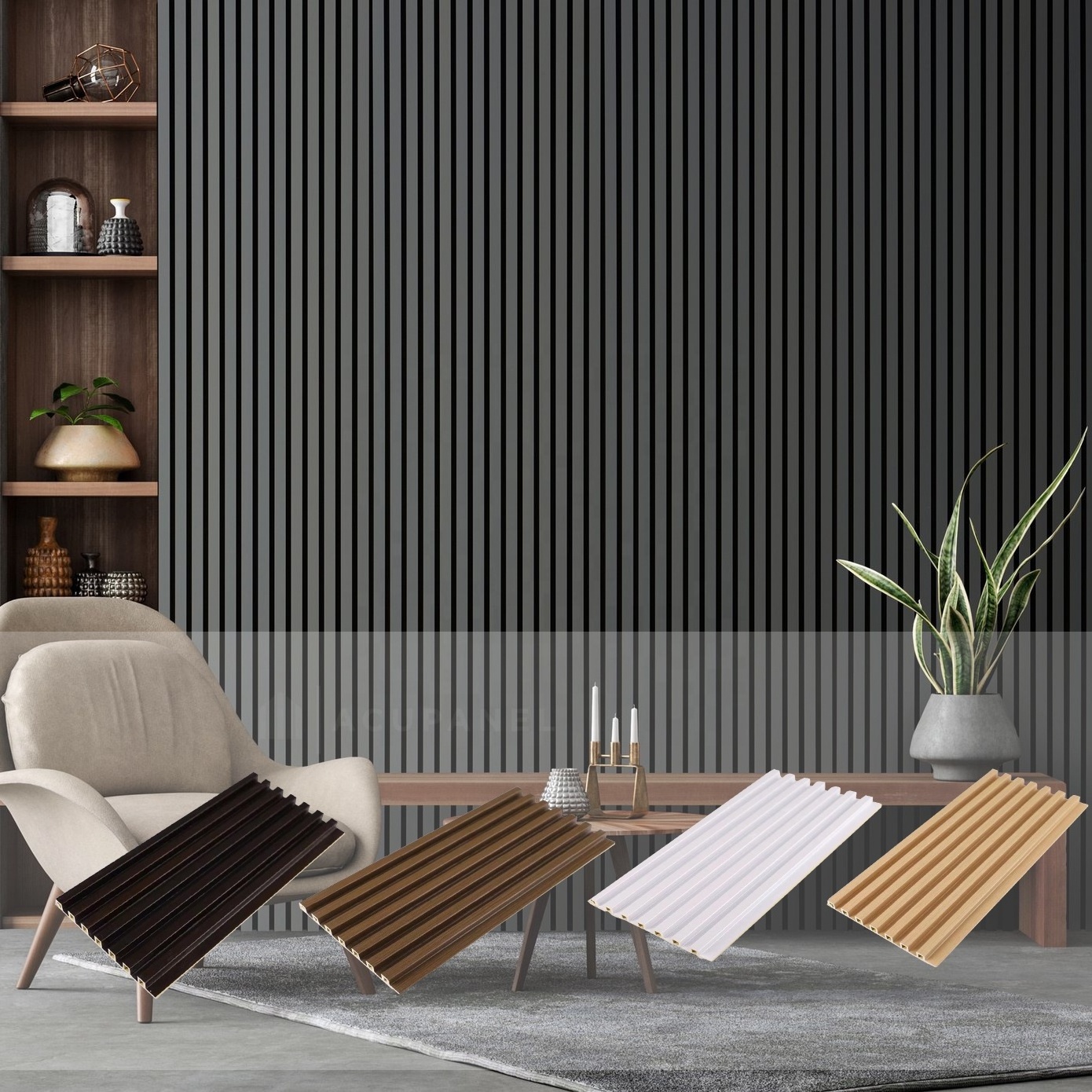 Factory Price Wpc Cladding Wood Plastic Composite Indoor Wpc Wall Panel Wpc Building Materials 3d Fluted Wall Panel Wood