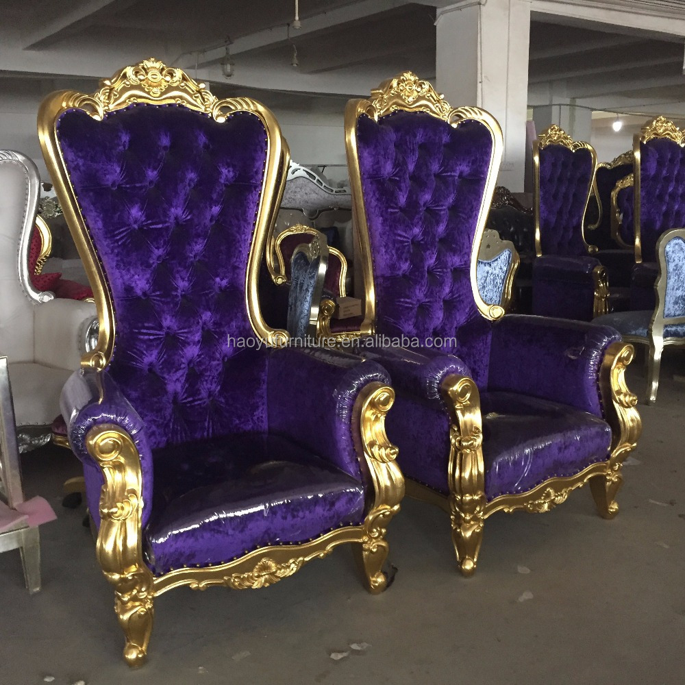 HB15 purple king throne chair with plastic cover