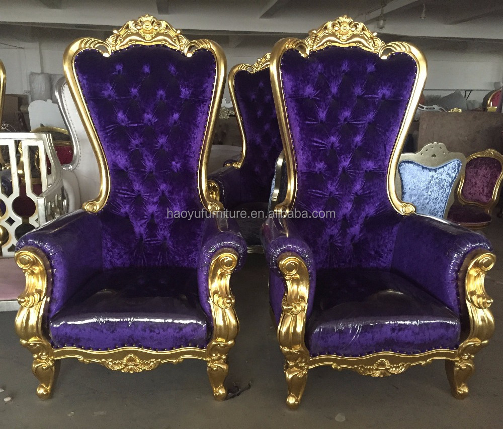 HB15 purple king throne chair with plastic cover