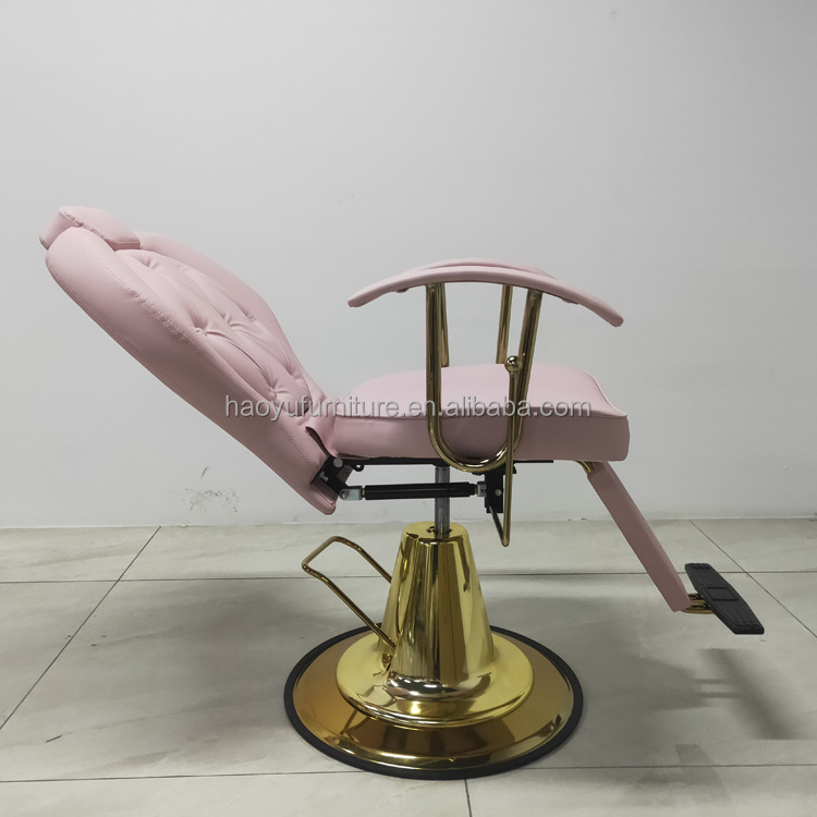 round gold base hair salon styling chair pink makeup chair for beauty salon