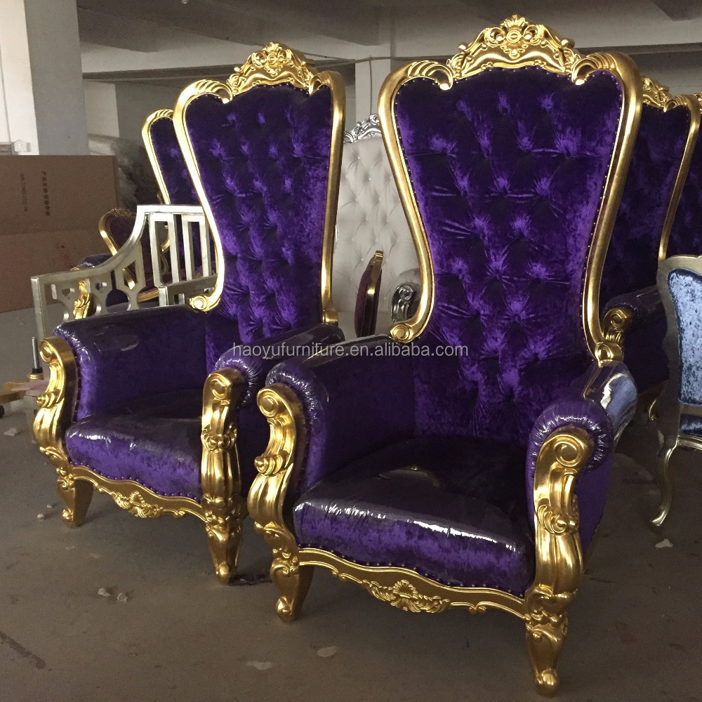 HB15 purple king throne chair with plastic cover