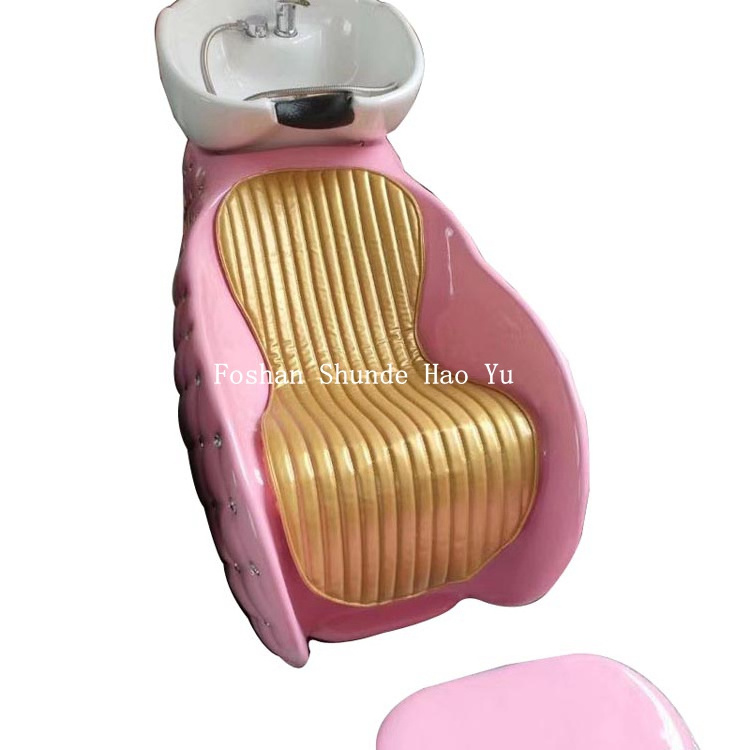 SC45  pink shampoo chair with gold bowl