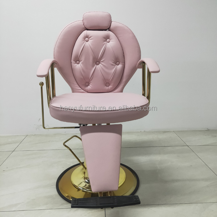 round gold base hair salon styling chair pink makeup chair for beauty salon