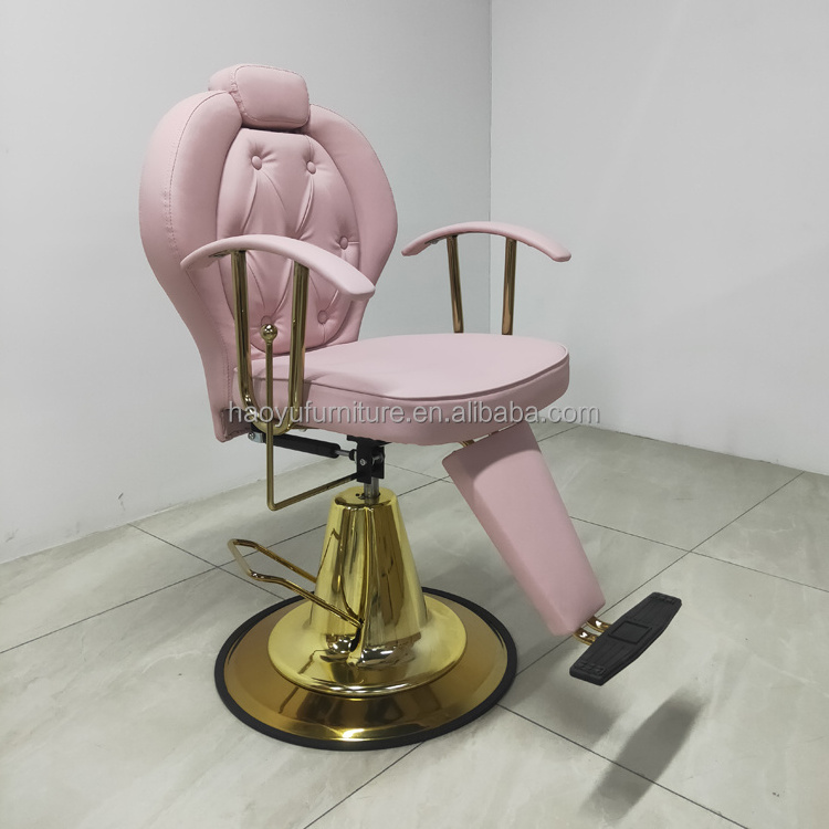 round gold base hair salon styling chair pink makeup chair for beauty salon