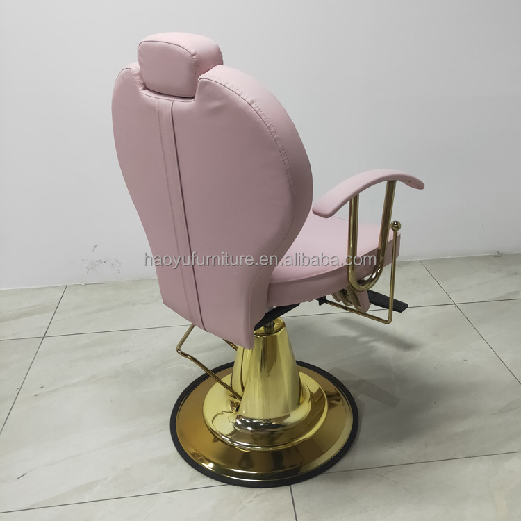 round gold base hair salon styling chair pink makeup chair for beauty salon