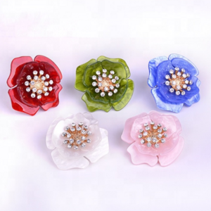 Customized High Quality Resin Rings Jewelry Clear Flower Elastic Cuff Resin Earrings Jewelry