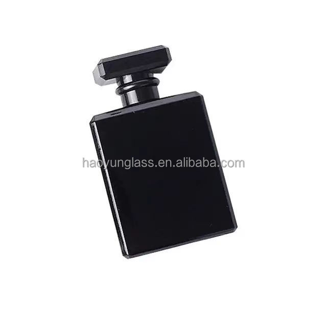 Wholesale Glass Perfume Bottles 50ml Custom Square Dark Blue Glass Parfum Spray Bottle with Cap