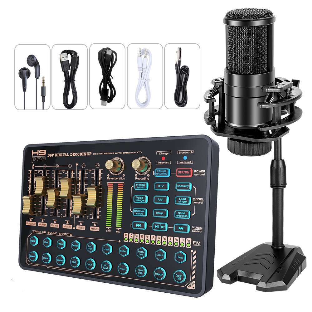 2024 New Factory directly selling V-H9 20 Effects And Voice Changer Noise Reduction Sound Card