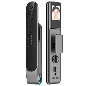 2023 New Smart Tuya Wifi Home Facial Recognition Fingerprint Big Battery Access Door Lock With Camera