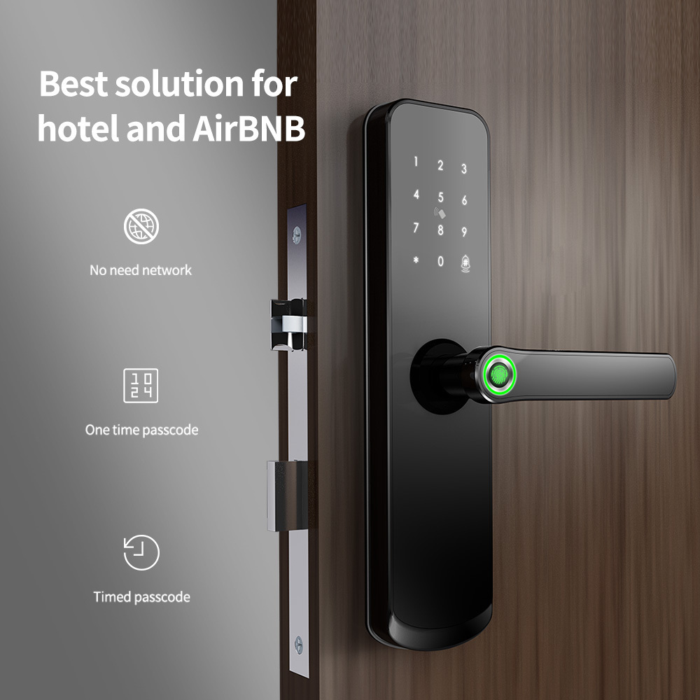 smartlock main door handles metal reinforcement door lock handle use TUYA and TT lock APP remote control