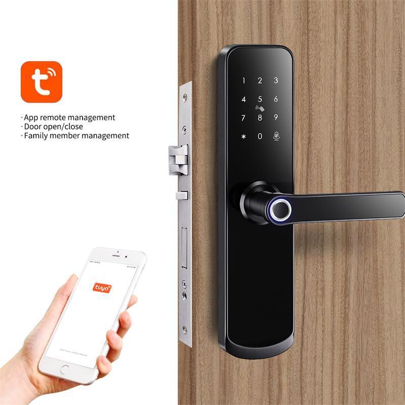 smartlock main door handles metal reinforcement door lock handle use TUYA and TT lock APP remote control