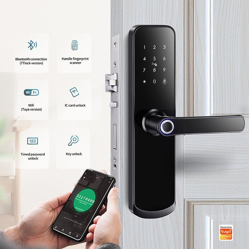 smartlock main door handles metal reinforcement door lock handle use TUYA and TT lock APP remote control