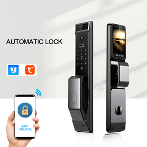 powered wooden digital fire smart lock for apartment finger lock and face id spa electronic digital security gate lock