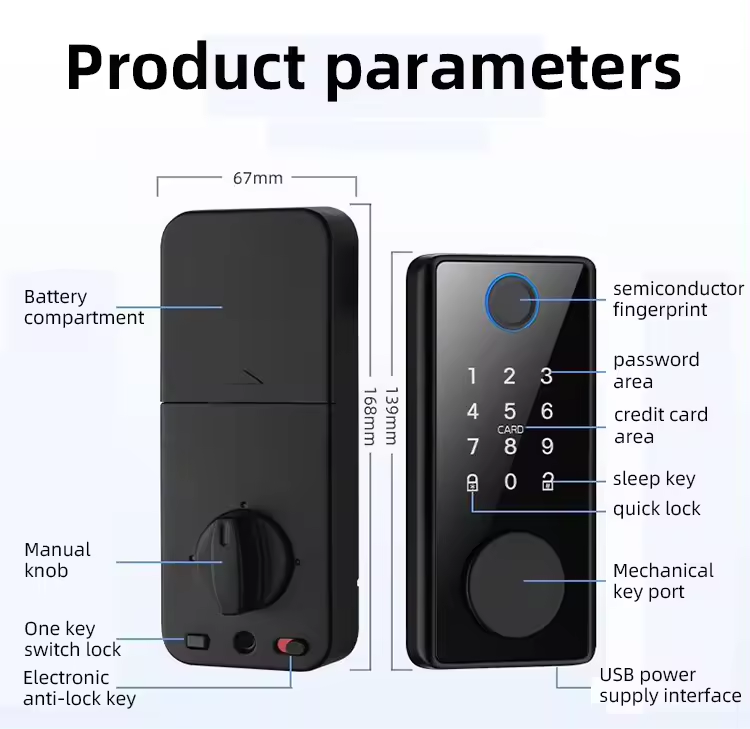 American indoor deadlock smart door lock APP digital password fingerprint electronic automatic door lock